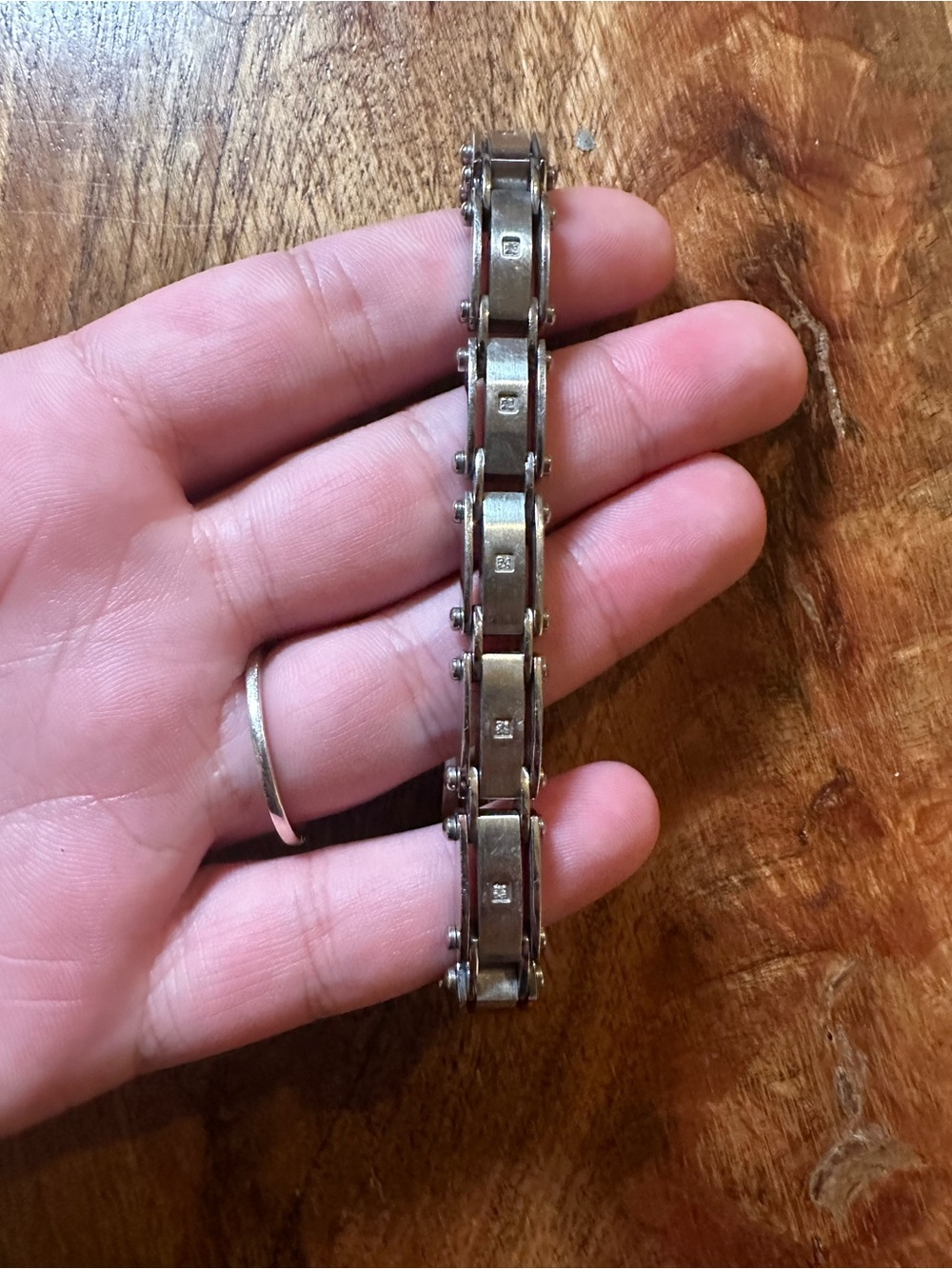 Stainless Steel Link Bracelet Square Crystal Accents Men's Unisex